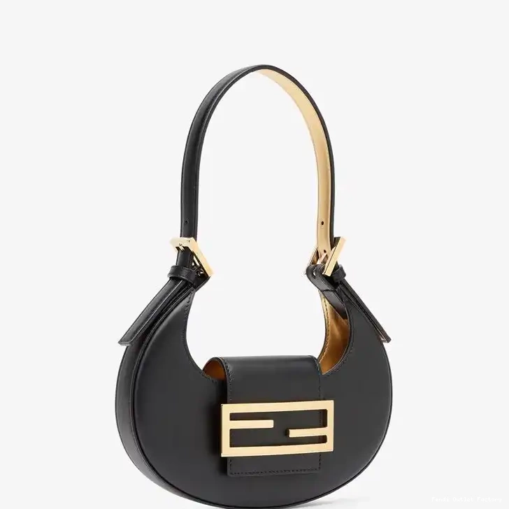 Cheap HOT Cookie Bag Leather Black Hobo Calf Mini In Fendi 0602